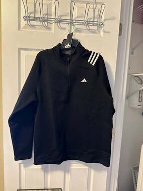 adidas Men's 3-Stripes Shoulder French Terry 1/4 Zip Pullover Jacket